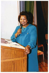 Joan Duncan Holding Microphone