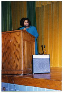 Joan Duncan Giving Speech at Health Fair