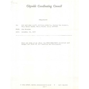 Memo, CCC and CPAC staff, December 30, 1977.