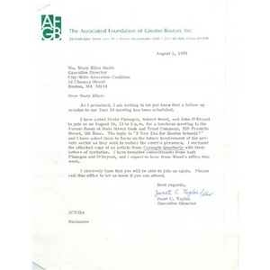 Thumbnail for Letter regarding meetings with State Street Bank and Trust Company, August 1, 1978.