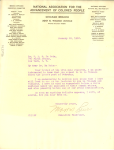 Letter from Morris Lewis to W. E. B. Du Bois