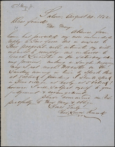 Thumbnail for Letter from Charles Lenox Remond, Salem, [Massachusetts], to Samuel May, 1852 August 14