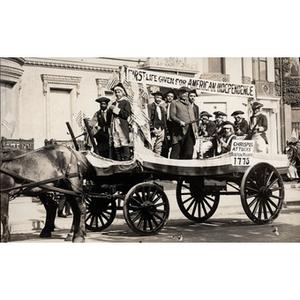 Postcard, parade float for Crispus Attucks