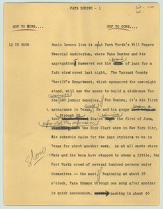 News Script: Fats Domino