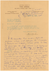 Letter from W. A. Robertson to W. E. B. Du Bois