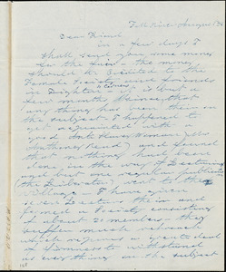 Letter from Edwin Thompson, Fall River, [Massachusetts], to Maria Weston Chapman, [1839] August 28