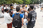 Kristin Richardson Jordan, candidate for NYC council district 9, addresses a youthful audience. Frederick Douglass Circle, Harlem