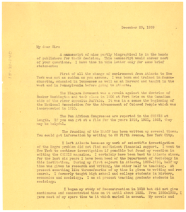 Letter from W. E. B. Du Bois to Ben F. Rogers