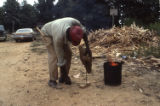 Othar Turner making fife, Senatobia, Miss., 1976.(Turner Fife Ferris 018)