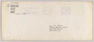 Thumbnail for Envelope for letter from H.W. Sewing for Daisy Bates Trust Fund