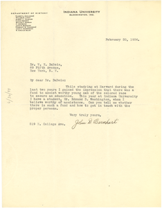 Thumbnail for Letter from John D. Barnhart to W. E. B. Du Bois