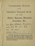 Constitution, By-Laws and Member's Financial Book of the British - Jamaicans Benevolent Association, Inc.; Egbert Ethelred Brown