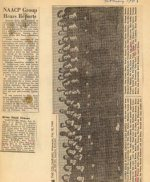 Newspaper Clippings: "NAACP Group Hears Report," "Drive Head Chosen," Photograph of "Meadows High School Chorus Has Robes"