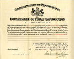 Diploma awarded to Dorothy F. Steele by Commonwealth of Pennsylvania Department of Public Instruction, September 2, 1938