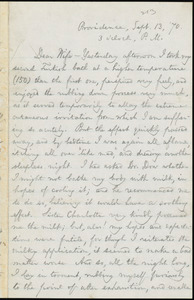 Letter from William Lloyd Garrison, Providence, [R.I.], to Helen Eliza Garrison, Sept. 13, [18]70, 3 o'clock P.M.