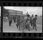 Bethune Junior High School students wearing ethnic African garb during Black History Week in Los Angeles, Calif., 1970