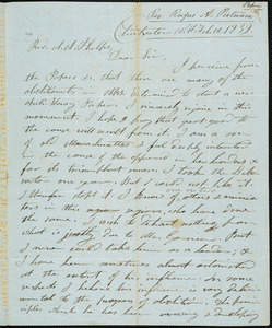 Letter from Rufus Austin Putnam, Chichester, to Amos Augustus Phelps, Feb. 12 1839