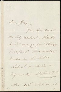 Letter from Wendell Phillips to Anne Warren Weston