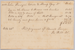 Record of taxes on property, including enslaved persons, owned by John Rouzee