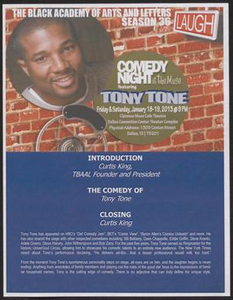 Flyer: Comedy Night at the Muse Featuring Tony Tone