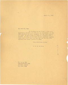 Letter from W. E. B. Du Bois to Phelps-Stokes Fund