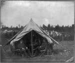 Exterior and interior views of hospitals, ambulance trains and medical corps.