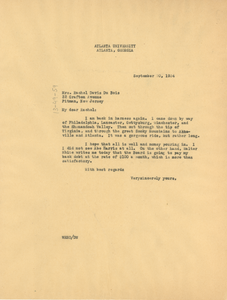 Letter from W. E. B. Du Bois to Rachel Davis DuBois