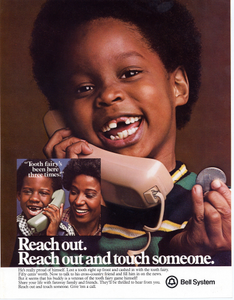 Reach out. Reach out and touch someone [color advertisement with reproduction photograph]