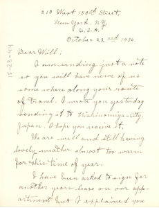 Letter from Nina Du Bois to W. E. B. Du Bois