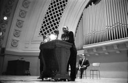 Martin Luther King at podium, Hill Auditorium, November 11, 1962 (frame 15)