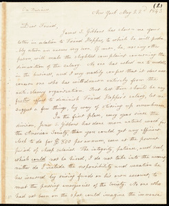 Letter from Lydia Maria Child, New York, to Ellis Gray Loring, May 22d 1843