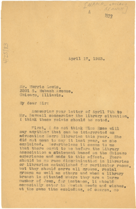 Letter from W. E. B. Du Bois to Morris Lewis