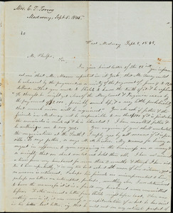 Letter from Mary Ide Torrey, West Medway, [Massachusetts], to Amos Augustus Phelps, 1845 September 5