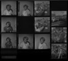 Set of negatives by Clinton Wright including Reverend Bennett's family, Frances Edward's Day, portraits, and car accident, 1970