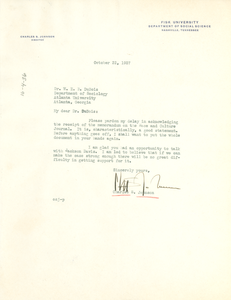 Letter from Fisk University to W. E. B. Du Bois