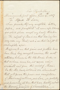 Letter from Joseph Carpenter, New Rochelle, to Alfred Harry Love, [Feburary[ 4th 1867