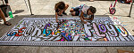 Black Lives Matter Art and signs during the 2020 Juneteenth Celebration on Black Lives Matter Plaza in Washington, D.C.