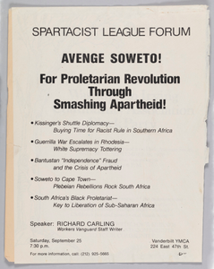 Flyer advertising Spartacist League Forum