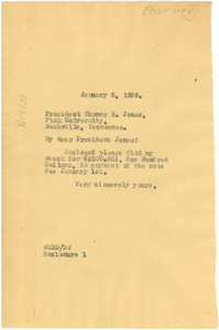 Letter from W. E. B. Du Bois to Fisk University