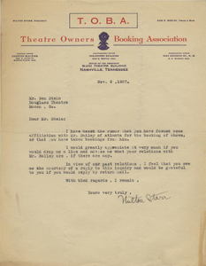 Letter: Nashville, Tennessee to Ben Stein, Macon, Georgia, 1927 Nov. 9