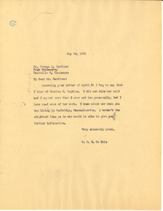 Letter from W. E. B. Du Bois to Fisk University Library