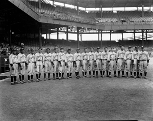 Black Brooklyn baseball team [on original envelope; probably the Royal Giants, at Griffith Stadium : acetate film photonegative]