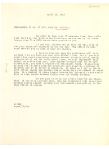 Memorandum from Roy Wilkins to W. E. B. Du Bois