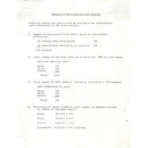 Summary of data analysis and results.