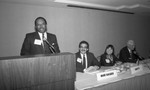 James Cole speaking at an American Bar Association meeting, Los Angeles, 1990