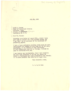 Letter from W. E. B. Du Bois to Library of Congress Manuscript Division