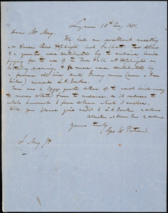 Letter from George W. Putnam, Lynn, [Massachusetts], to Samuel May, 1851 Aug[ust] 10th