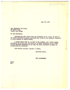 Letter from Vito Marcantonio to Katherine Van Orden