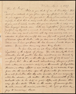 Letter from William Lloyd Garrison, Boston, [Mass.], to George William Benson, April 3, 1837