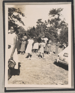 Photograph of African American families at a gathering held at Mount Pleasant Baptist Church, Clarkesville, Habersham County, Georgia, 1950